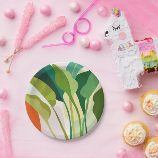 Tropische bladeren papieren bordje (Feest)