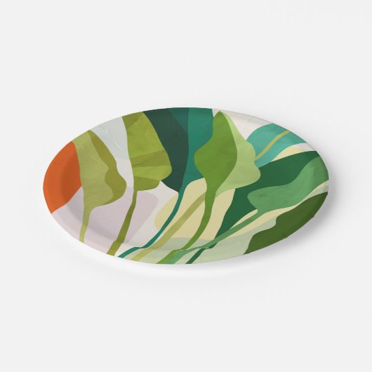 Tropische bladeren papieren bordje (Gekanteld)