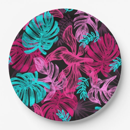 Tropische bladeren papieren bordje (Voorkant)