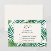 Tropische bladeren patroon bruiloft RSVP (Voorkant / Achterkant)