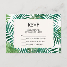 Tropische bladeren patroon bruiloft RSVP Kaartje