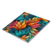 Tropische bladeren patroon, donker Sinaasappel en  Tegeltje (Zijkant)