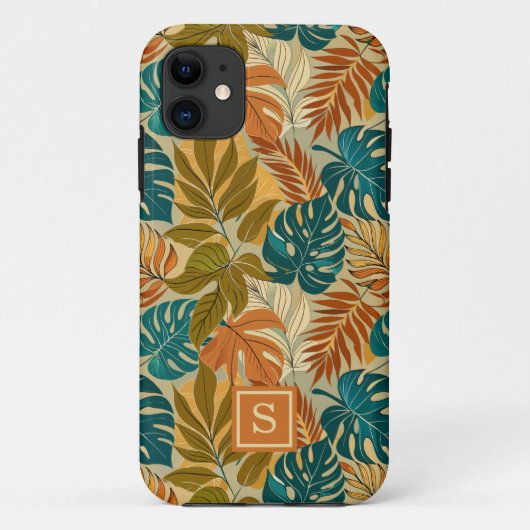 Tropische bladeren patroon monogram Case-Mate iPhone case (Achterkant)