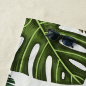 Tropische bladeren Persoonlijke namen Honeymoon-ca Strandlaken (In situ)