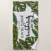 Tropische bladeren Persoonlijke namen Honeymoon-ca Strandlaken (Voorkant)