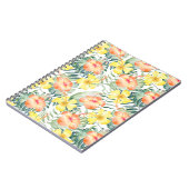 Tropische bladeren perzikkleurig geel Hibiscus Blo Notitieboek (Linkerzijde)