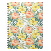 Tropische bladeren perzikkleurig geel Hibiscus Blo Notitieboek (Voorkant)