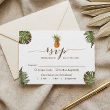 Tropische bladeren Pineapple Hawaiian Luau RSVP