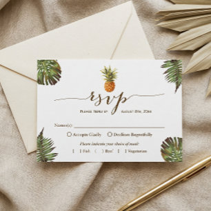 Tropische bladeren Pineapple Hawaiian Luau RSVP Kaartje