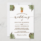 Tropische bladeren Pineapple Hawaiian Luau Wedding Kaart (Voorkant)