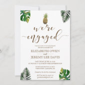 Tropische bladeren Pineapple Luau Verloving Kaart (Voorkant)