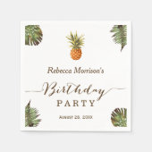 Tropische bladeren Pineapple Summer Birthday Party Servet (Voorkant)