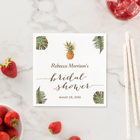 Tropische bladeren Pineapple Summer Vrijgezellenfe Servetten (Insitu)