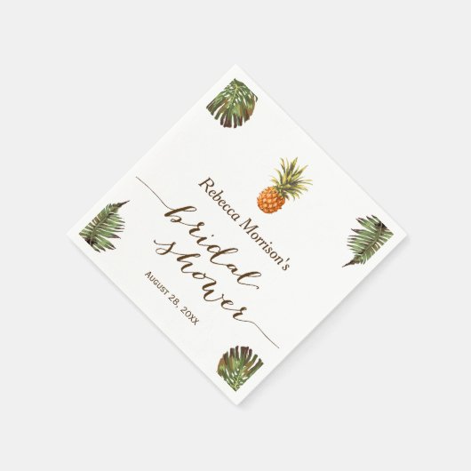 Tropische bladeren Pineapple Summer Vrijgezellenfe Servetten (Hoek)