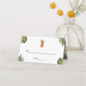 Tropische bladeren Pineapple Summer Wedding Table Plaatskaartje (Voorkant)