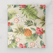 Tropische bladeren Pineapple Summer Wedding Table Plaatskaartje (Binnenkant ongevouwen)
