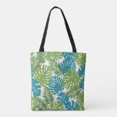 Tropische bladeren, populair patroon, tote bag (Achterkant)