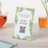 Tropische bladeren QR-code scannen naar voetsporen Reclamebord Met Voetstuk (Insitu)