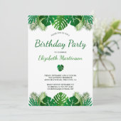 Tropische bladeren regenwoud gebladerte verjaardag kaart (Staand voorkant)