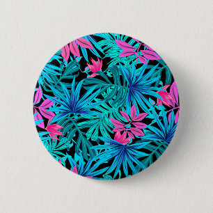 Tropische bladeren ronde button 5,7 cm