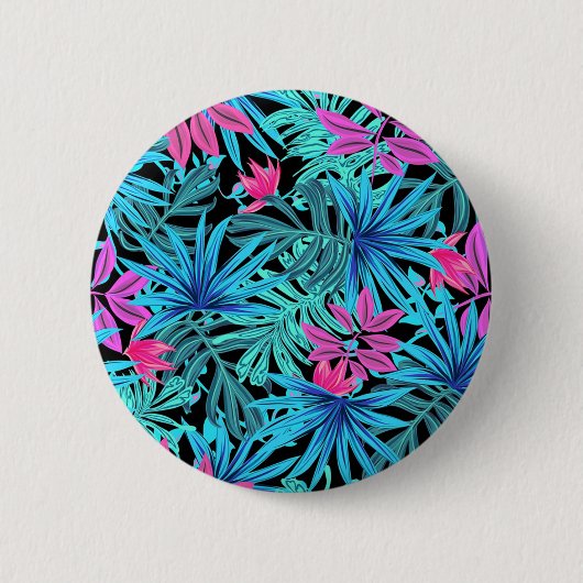 Tropische bladeren ronde button 5,7 cm (Voorkant)