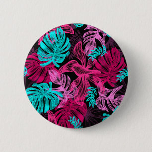 Tropische bladeren ronde button 5,7 cm
