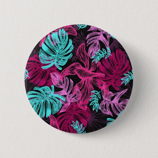Tropische bladeren ronde button 5,7 cm (Voorkant)