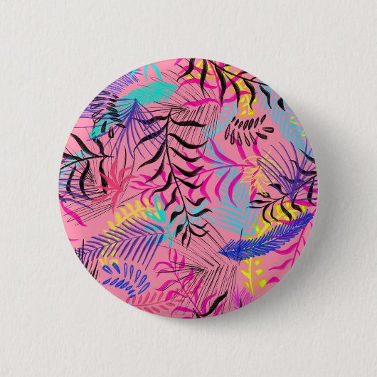 Tropische bladeren ronde button 5,7 cm (Voorkant)