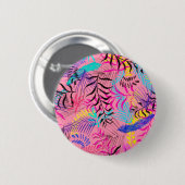 Tropische bladeren ronde button 5,7 cm (Voorkant /achterkant)