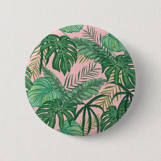 Tropische bladeren ronde button 5,7 cm (Voorkant)