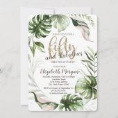 Tropische bladeren Roos Gold 50e verjaardag Kaart (Voorkant)