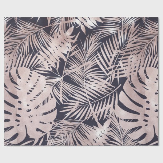 tropische bladeren roos gouden faux folie Verpakki Cadeaupapier (Vlak)