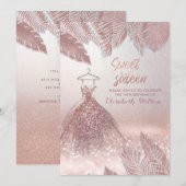 Tropische bladeren Roos gouden glitterkleding Kaart (Voorkant / Achterkant)