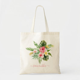 Tropische bladeren Roze bloemen Orchideeën Tote Bag