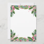 tropische bladeren | Roze Bow Bloemen Bruids Brunc Kaart (Achterkant)
