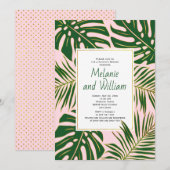 Tropische bladeren roze bruidspaar shower kaart (Voorkant / Achterkant)