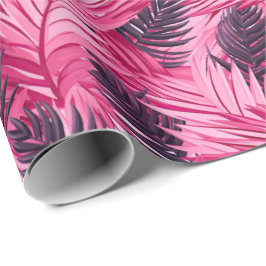 Tropische Bladeren Roze Cadeaupapier