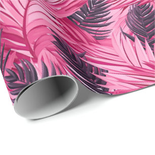 Tropische Bladeren Roze Cadeaupapier