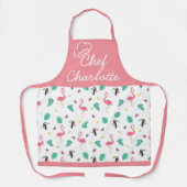 Tropische bladeren roze flamingo kleurige touroper schort (Voorkant)