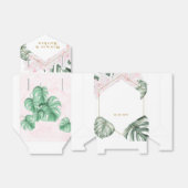 Tropische bladeren Roze Floral Gold Geometric Wedd Bedankdoosjes (Uitgevouwen)