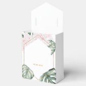 Tropische bladeren Roze Floral Gold Geometric Wedd Bedankdoosjes (Geopend)