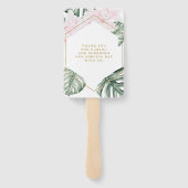 Tropische bladeren Roze Floral Gold Weddenschap Ha Handwaaier (Achterkant)