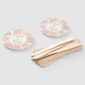 Tropische bladeren roze, gouden bruiloft met hand handwaaier (Niet-gemonteerd)