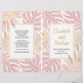 Tropische bladeren roze gouden tweeledig trouwprog (Voorkant)