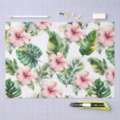 Tropische bladeren Roze Hibiscus Bloemen Tissuepapier (Craft)