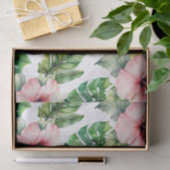 Tropische bladeren Roze Hibiscus Bloemen Tissuepapier (Geschenk)