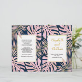 Tropische bladeren roze, tweevoudig marineschema (Staand voorkant)