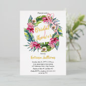 Tropische bladeren | Roze Vrijgezellenfeest van Fl Folie Uitnodiging (Staand Voorkant)
