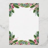 Tropische bladeren | Roze Vrijgezellenfeest van Fl Folie Uitnodiging (Achterkant)