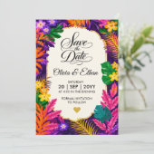 Tropische Bladeren Save The Date Kaart (Staand voorkant)